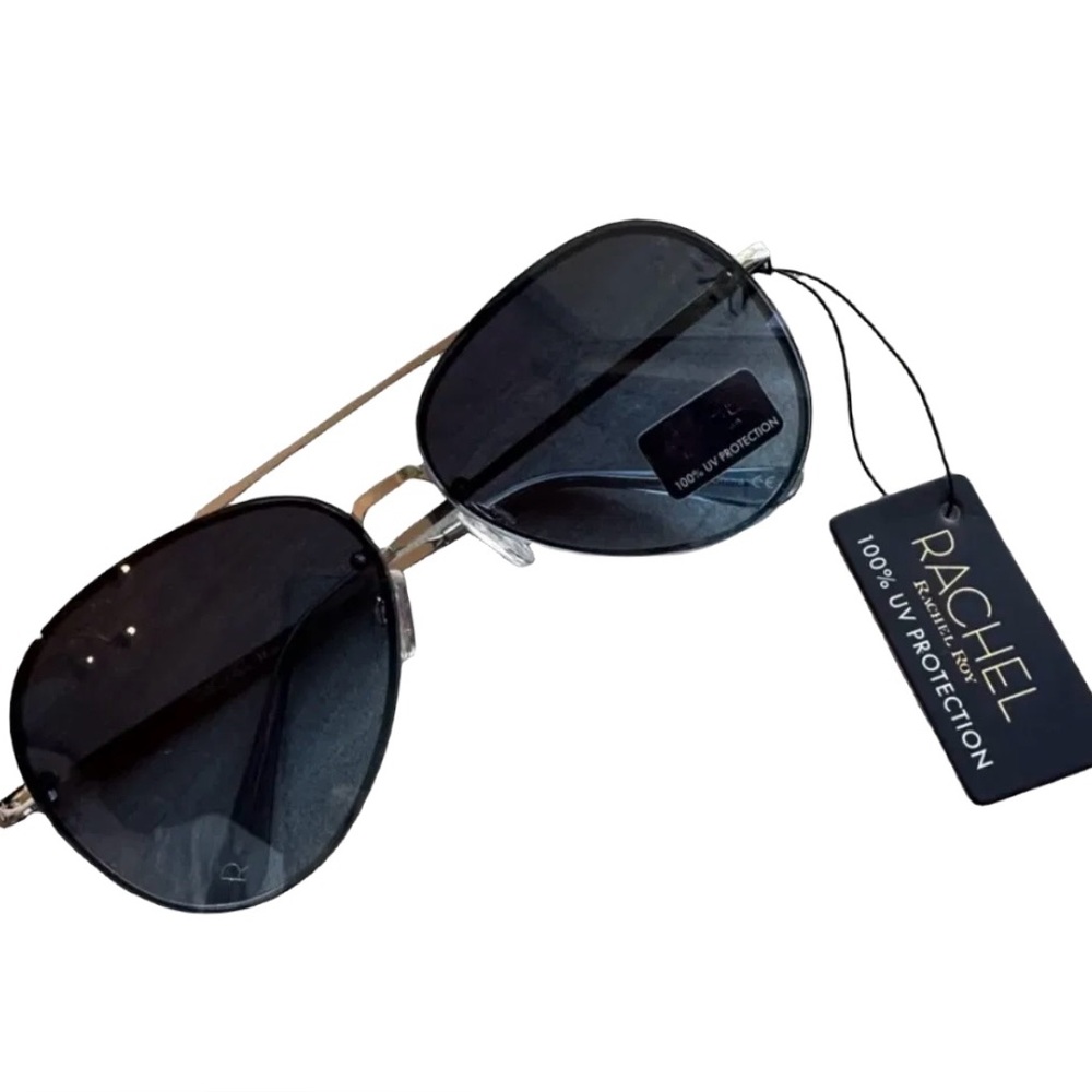 Rachel Black and Silver Aviator Sunglasses